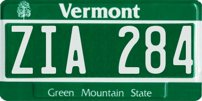 VT license plate ZIA284