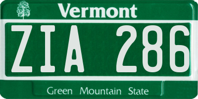 VT license plate ZIA286