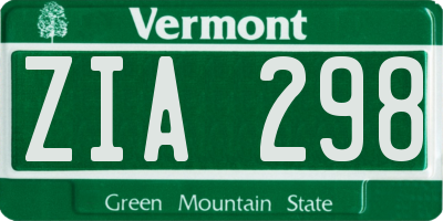 VT license plate ZIA298