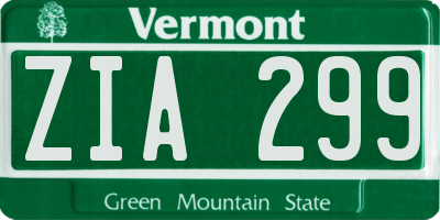 VT license plate ZIA299