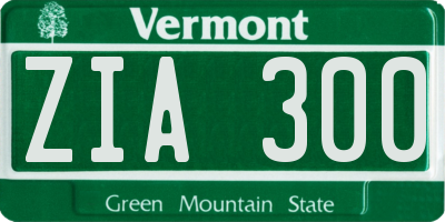 VT license plate ZIA300
