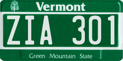 VT license plate ZIA301