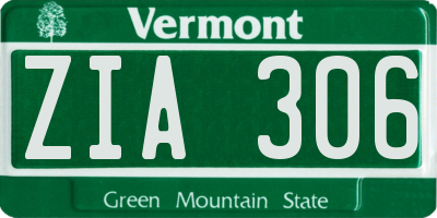 VT license plate ZIA306