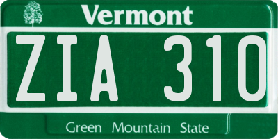 VT license plate ZIA310
