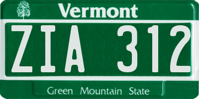 VT license plate ZIA312