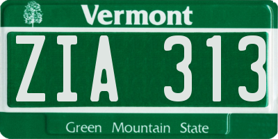 VT license plate ZIA313