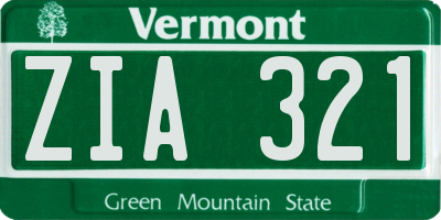 VT license plate ZIA321