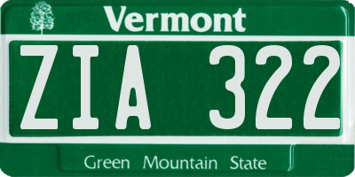 VT license plate ZIA322