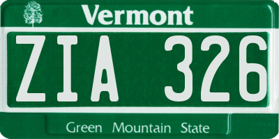 VT license plate ZIA326