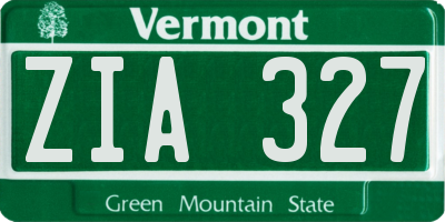 VT license plate ZIA327