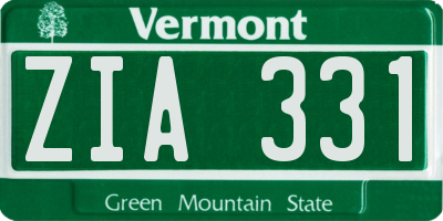 VT license plate ZIA331