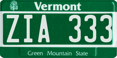 VT license plate ZIA333