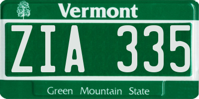 VT license plate ZIA335