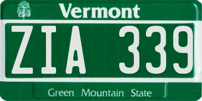VT license plate ZIA339