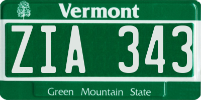 VT license plate ZIA343