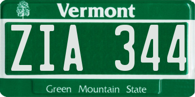 VT license plate ZIA344