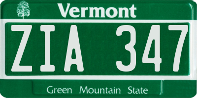 VT license plate ZIA347