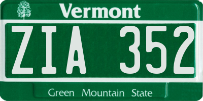 VT license plate ZIA352