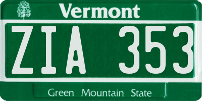 VT license plate ZIA353
