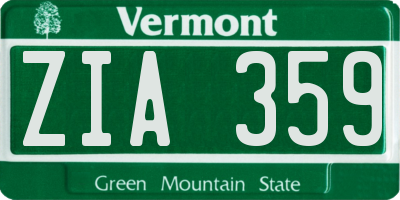 VT license plate ZIA359
