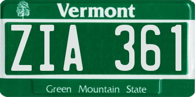 VT license plate ZIA361