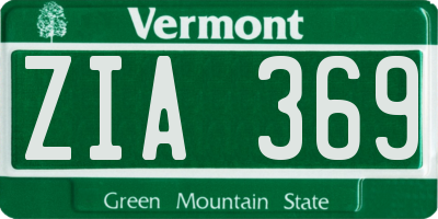 VT license plate ZIA369