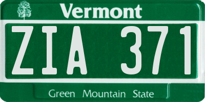 VT license plate ZIA371