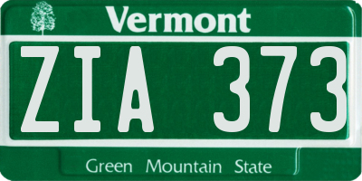 VT license plate ZIA373