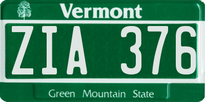 VT license plate ZIA376