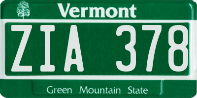 VT license plate ZIA378