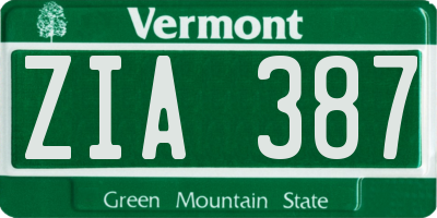 VT license plate ZIA387