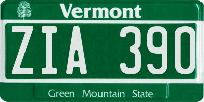 VT license plate ZIA390