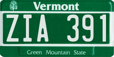 VT license plate ZIA391