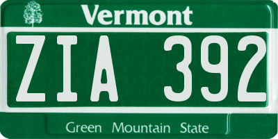 VT license plate ZIA392