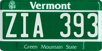 VT license plate ZIA393