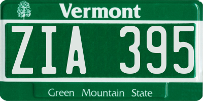 VT license plate ZIA395