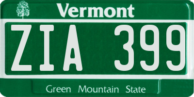 VT license plate ZIA399