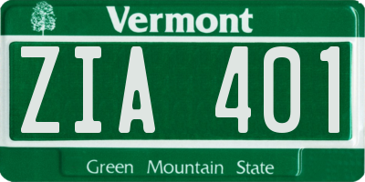 VT license plate ZIA401