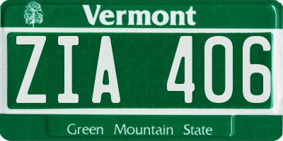 VT license plate ZIA406