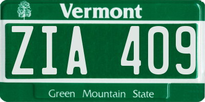 VT license plate ZIA409
