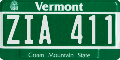 VT license plate ZIA411