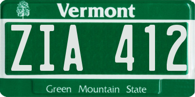 VT license plate ZIA412