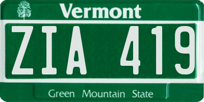 VT license plate ZIA419
