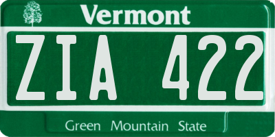 VT license plate ZIA422