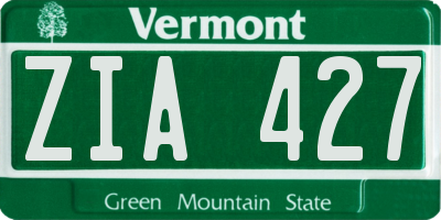 VT license plate ZIA427