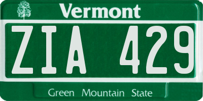 VT license plate ZIA429