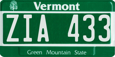 VT license plate ZIA433