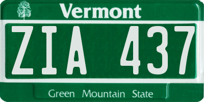 VT license plate ZIA437