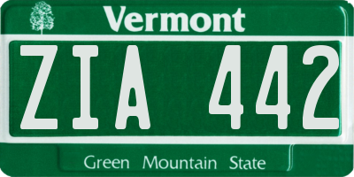 VT license plate ZIA442