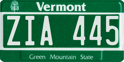 VT license plate ZIA445